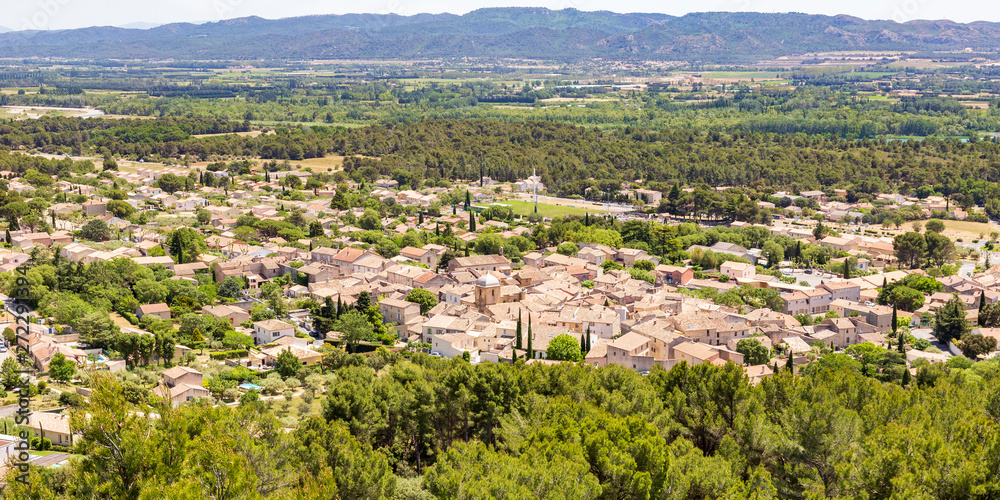 Aerial view of Merindol village in Provence France.