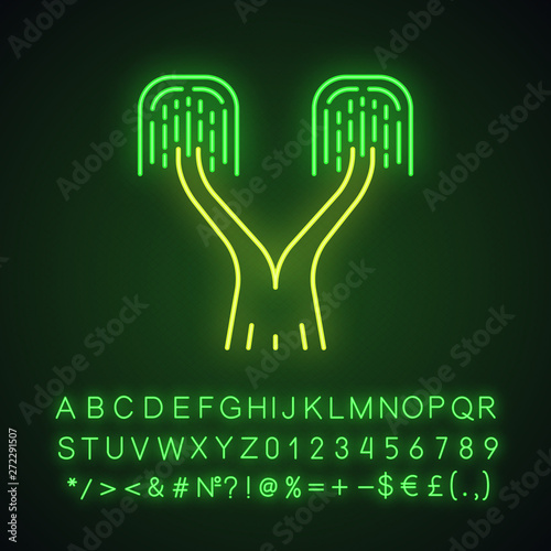 Ponytail palm neon light icon