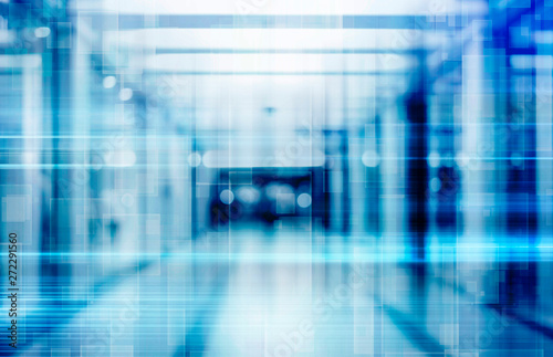 abstract defocused blurred technology space background, empty business corrid...