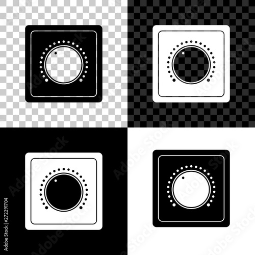 Electric light switch icon isolated on black, white and transparent background. On and Off icon. Dimmer light switch sign. Concept of energy saving. Vector Illustration