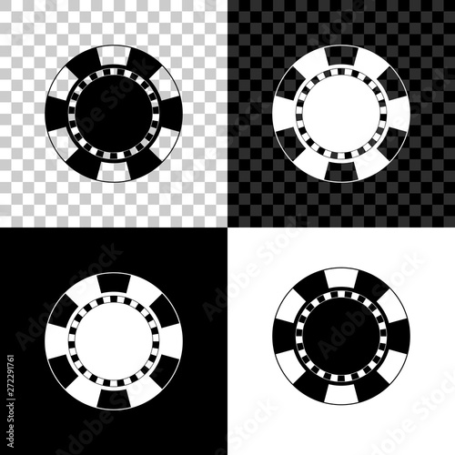 Casino chip icon isolated on black, white and transparent background. Vector Illustration