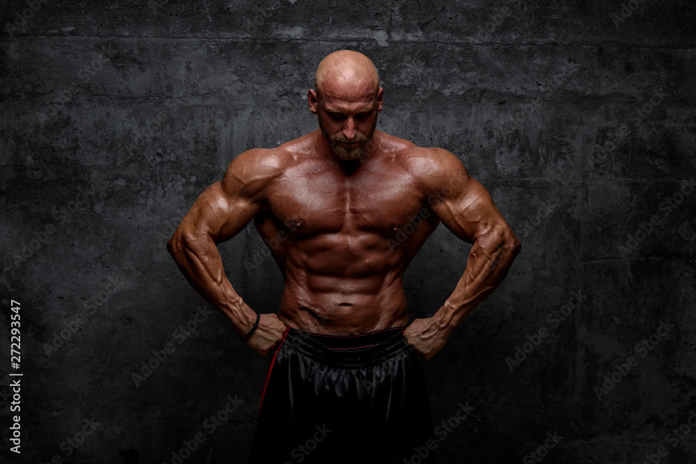 Strong Muscular Men Posing, Flexing Muscles Strong Muscular Men Posing, Flexing Muscles