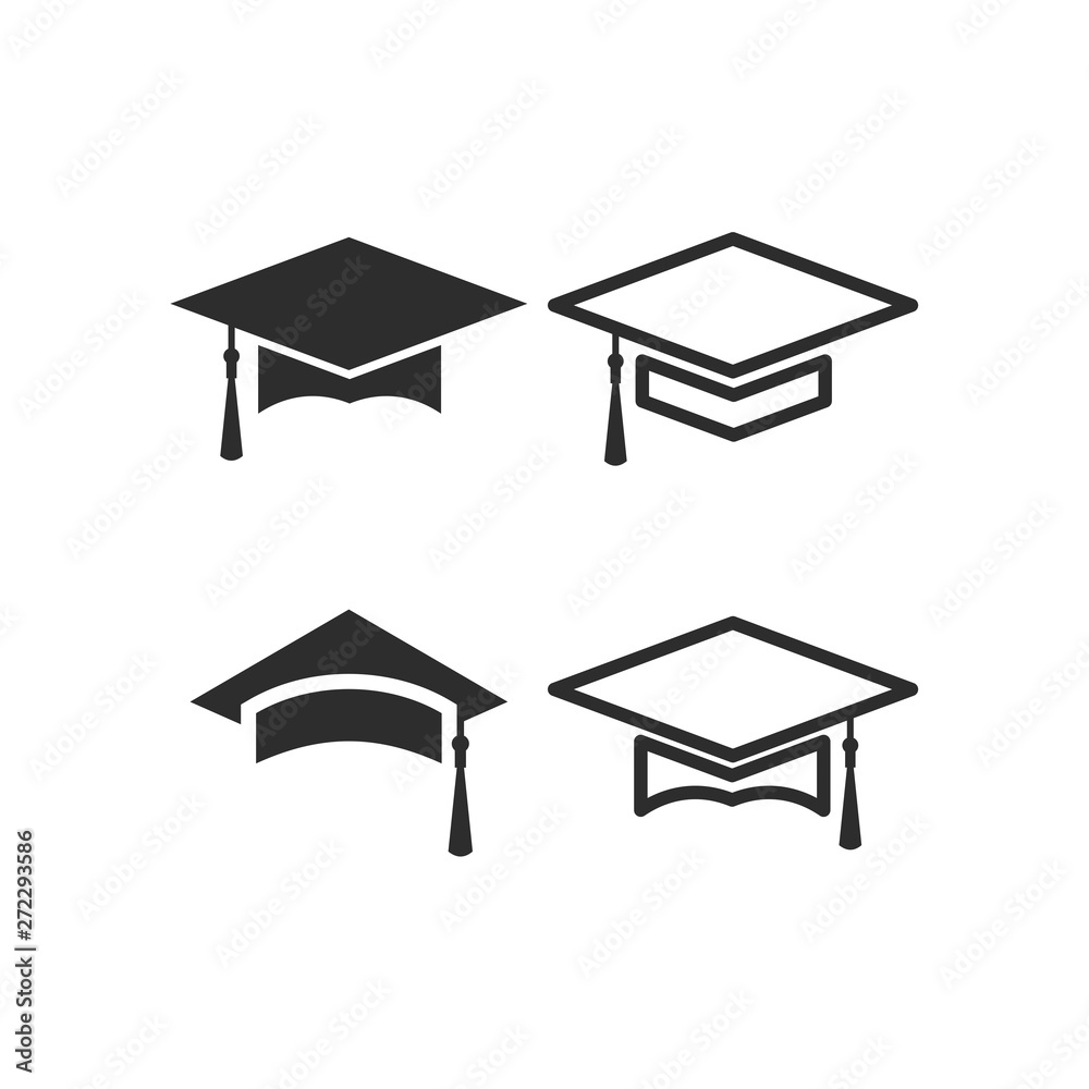 graduate cap set Icon. cap Icons Collection pack. Vintage cap ...