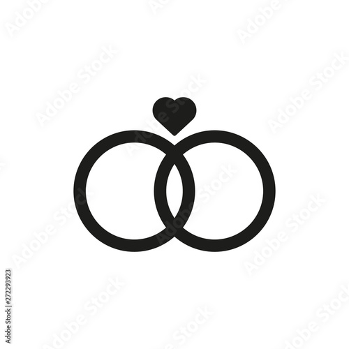 Wedding rings icon. Vector Illustration. Flat design. Isolated. photo