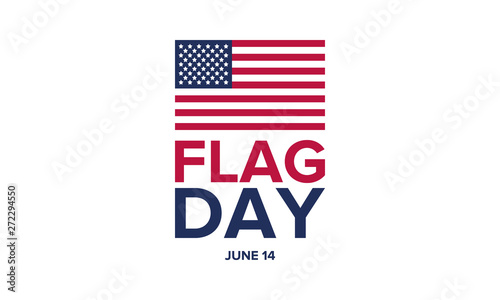 National Flag Day in United States. Holiday celebrated annual June 14 in USA. Patriotic style design with american flag. Poster, greeting card, banner and background. Vector illustration photo