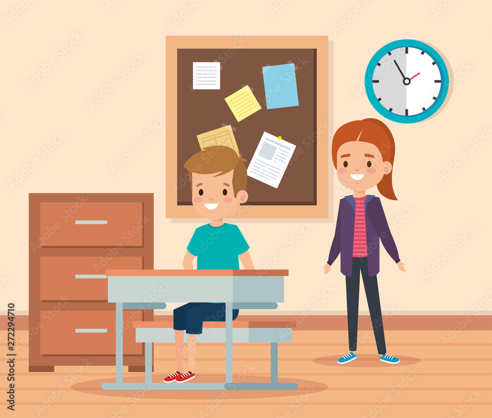 girl and boy children in the academic classroom