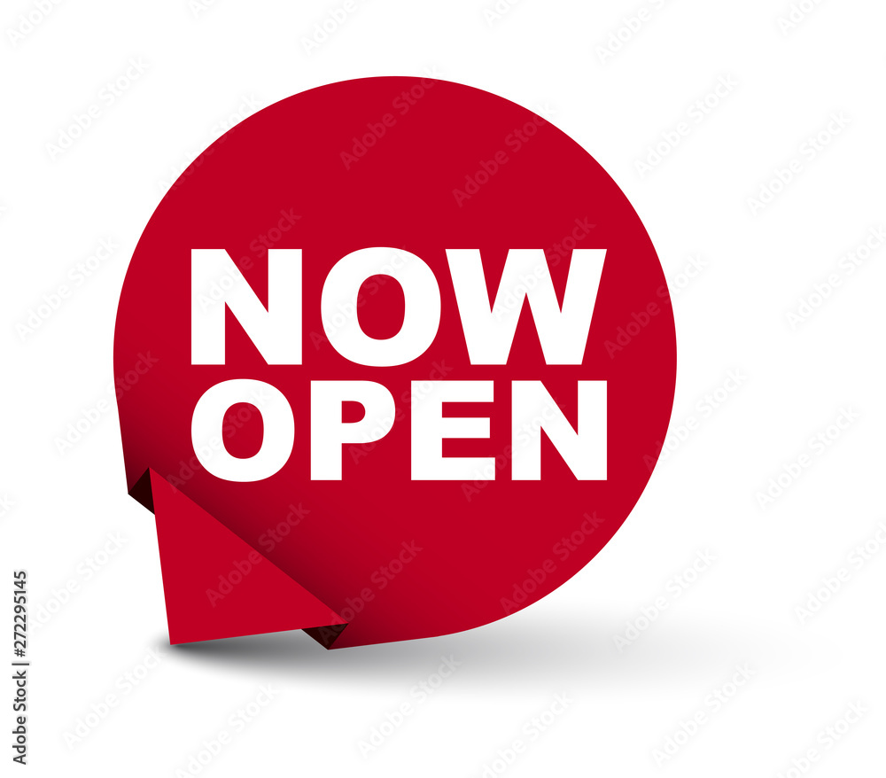 red vector banner now open Stock Vector | Adobe Stock