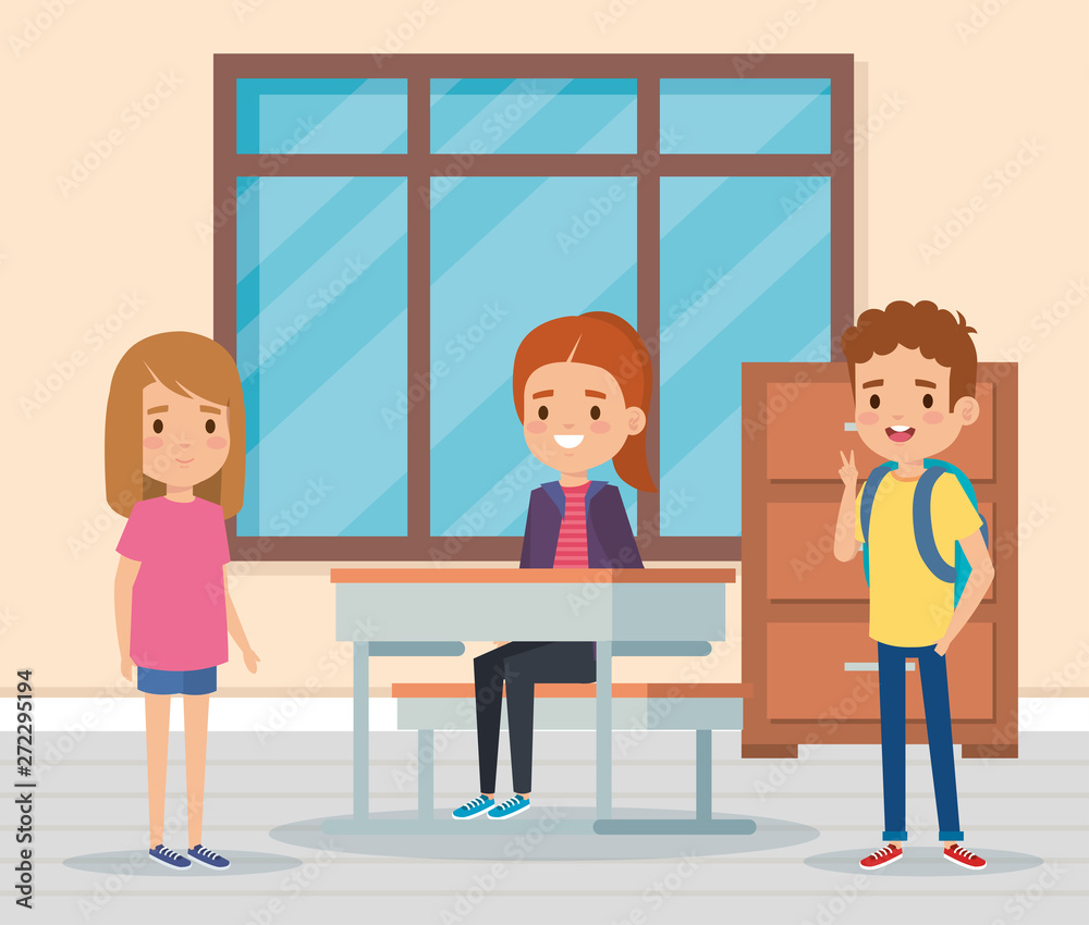 girls and boys children in the academic classroom girls and boys children in the academic classroom