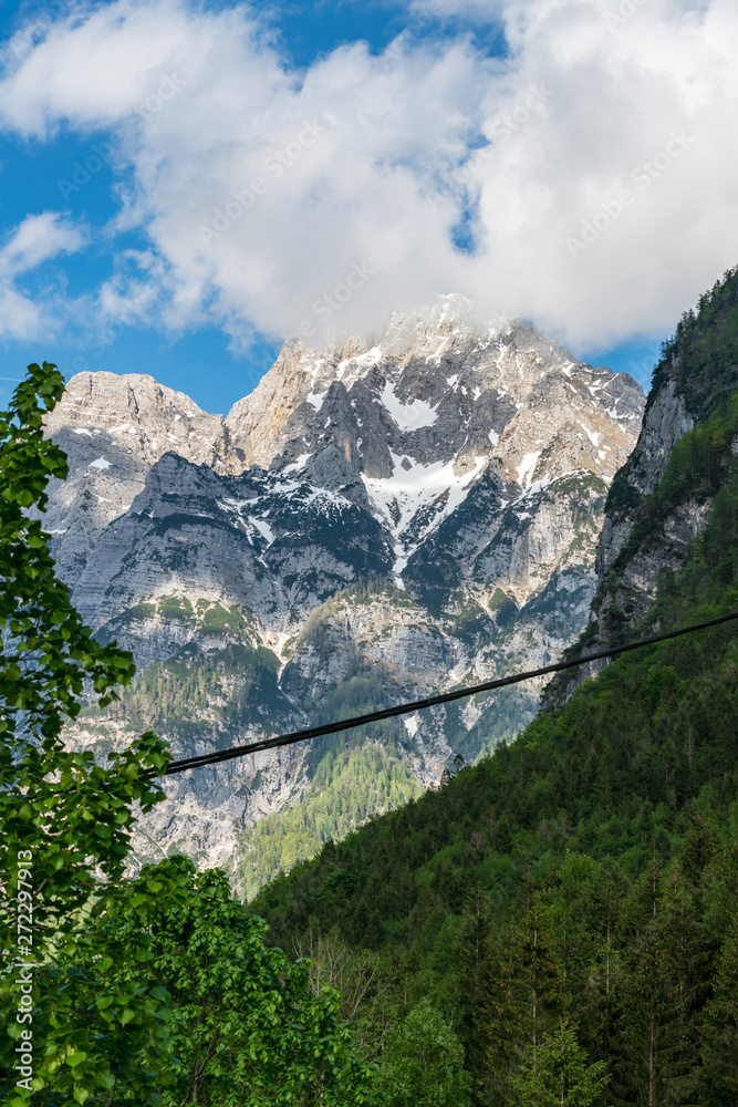 Peak of a mountain at the Julian Alps in Slovenia near Trenta