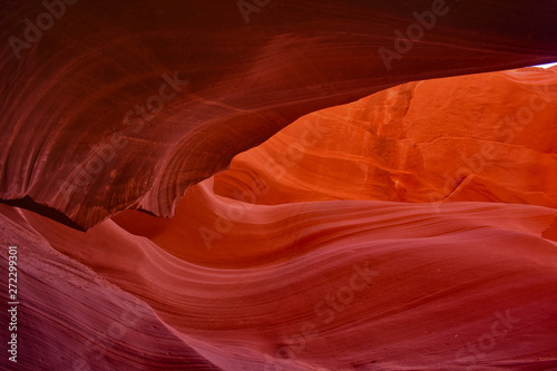 Lower Antelope Canyon slot canyon near Page, Arizona, United States upward view of colorful wavy rock canyon walls