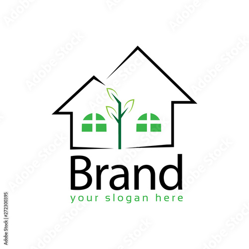 Eco House stock logo template. Flat design 