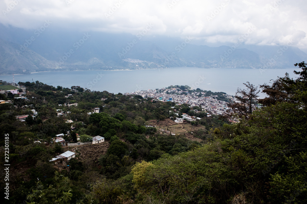 View of the Town of San Pedro la Laguna on Lake Atitlan in Guatemala