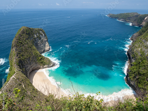Klingking beach top view with blue & green sea at Bali Indonesia. October, 2018