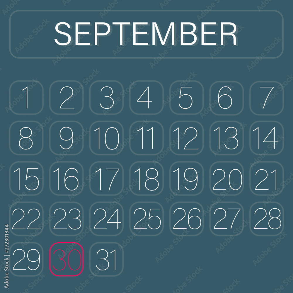 Green Calendar Page September 30