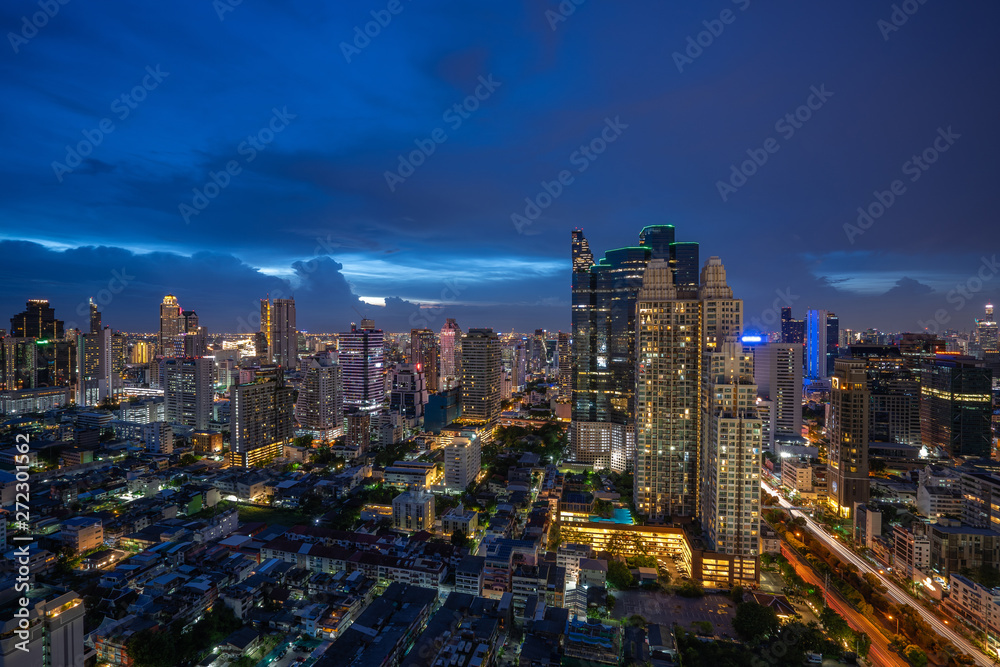 Fototapeta premium Bangkok Building in a City - Aerial view Skyscrapers