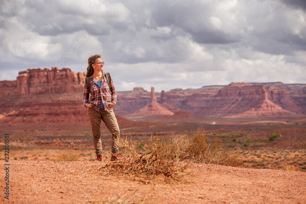 Hiker in Valley of Gods, USA