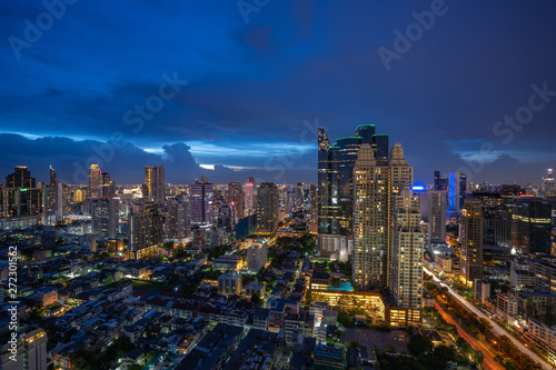 Bangkok Building in a City - Aerial view Skyscrapers