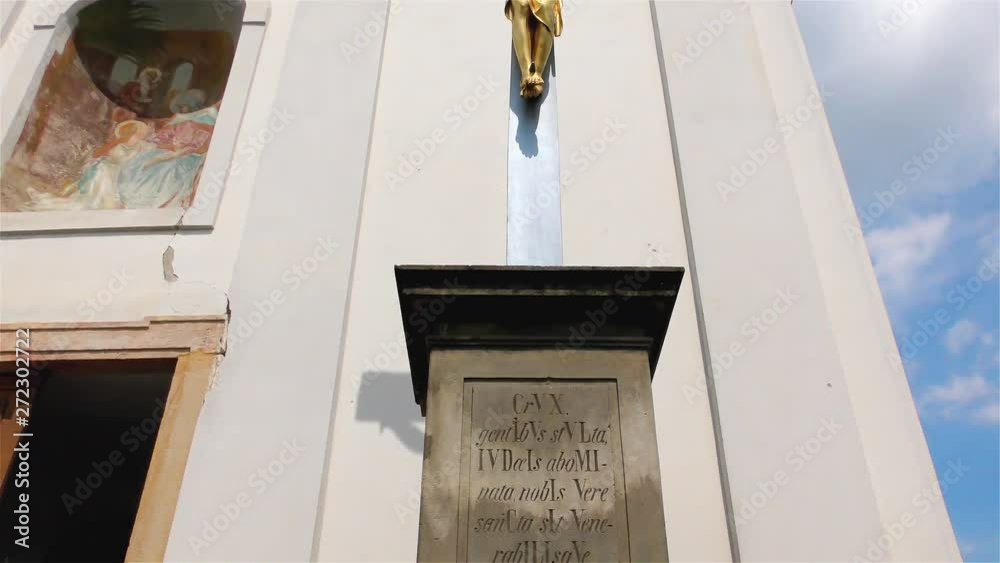 Golden Jesus Christ on The Cross – Small Church, Crucifix Golden Jesus Christ on The Cross – Small Church, Crucifix