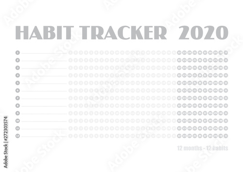Printable blank A4 size sheet of Habit tracker template