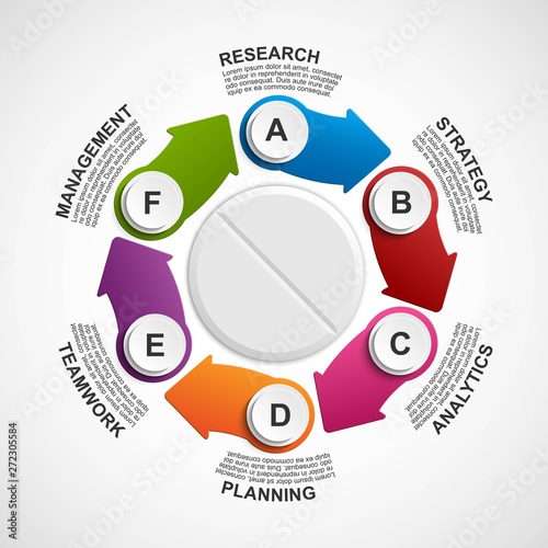 Infographics for medicine. Pill with arrows. For advertising, presentations or an information banner