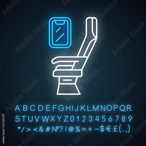Passenger seat neon light icon