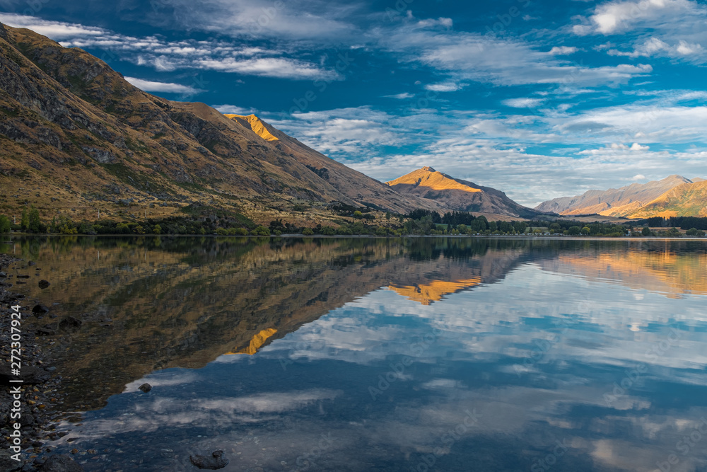 Magnificent and calm Hawea lake in South Island, New Zealand