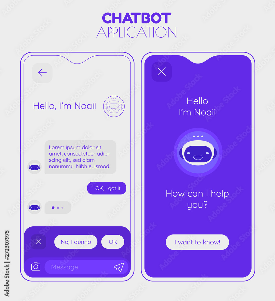 Chatbot mobile app concept. Trendy flat design vector illustration