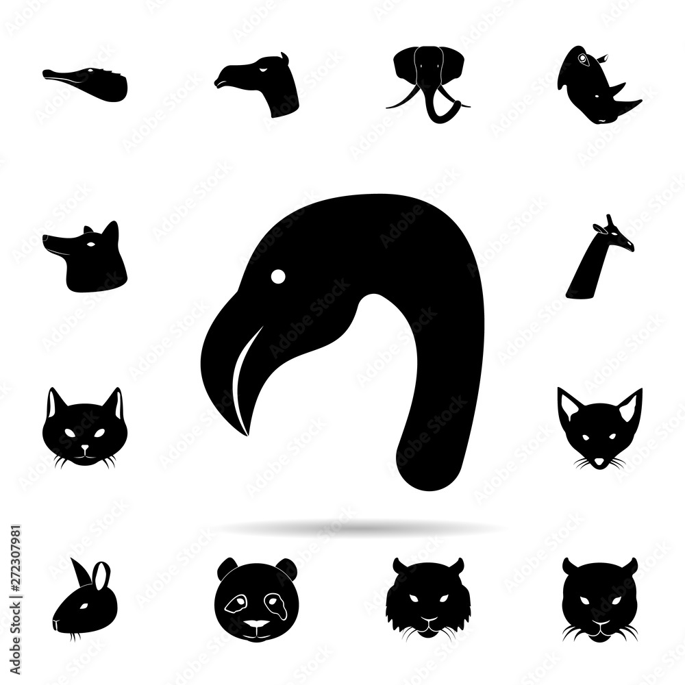 head of flamingo silhouette icon. Universal set of animals for website design and development, app development head of flamingo silhouette icon. Universal set of animals for website design and development, app development