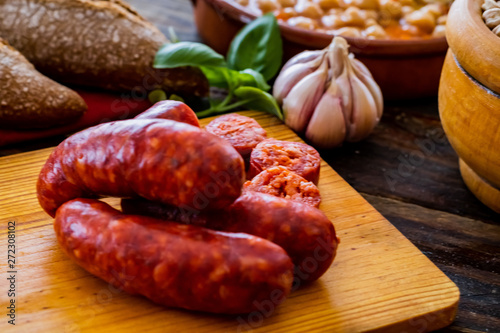 Chickpea dish on wooden background