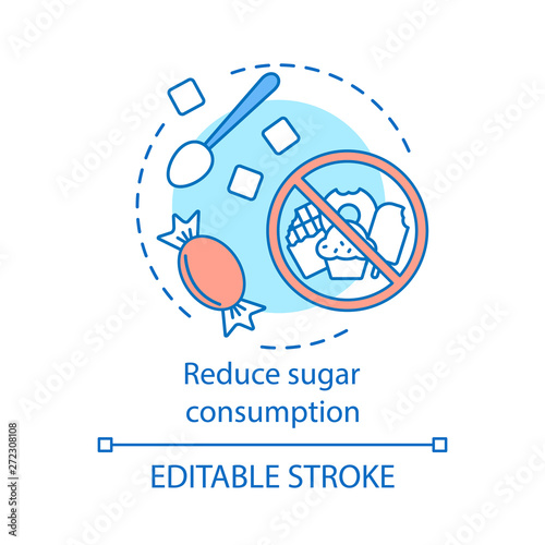 Reduce sugar consumption concept icon