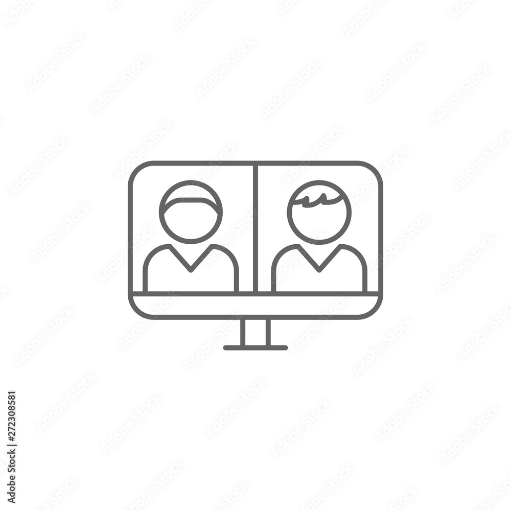 video call laptop friendship outline icon. Elements of friendship line icon. Signs, symbols and vectors can be used for web, logo, mobile app, UI, UX video call laptop friendship outline icon. Elements of friendship line icon. Signs, symbols and vectors can be used for web, logo, mobile app, UI, UX