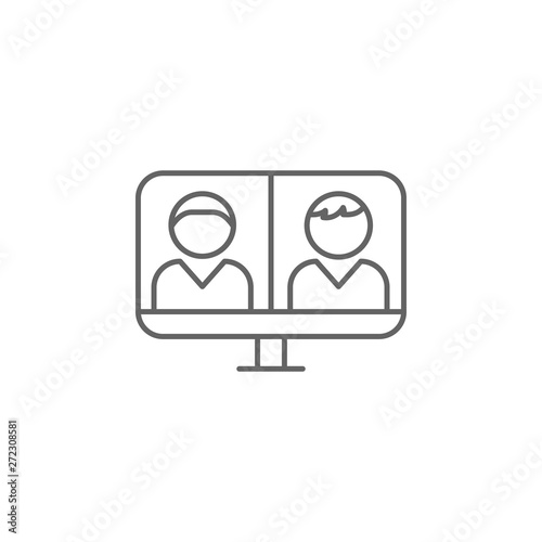 video call laptop friendship outline icon. Elements of friendship line icon. Signs, symbols and vectors can be used for web, logo, mobile app, UI, UX