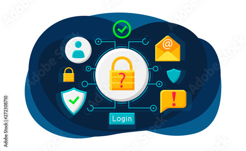Login flat concept vector illustration