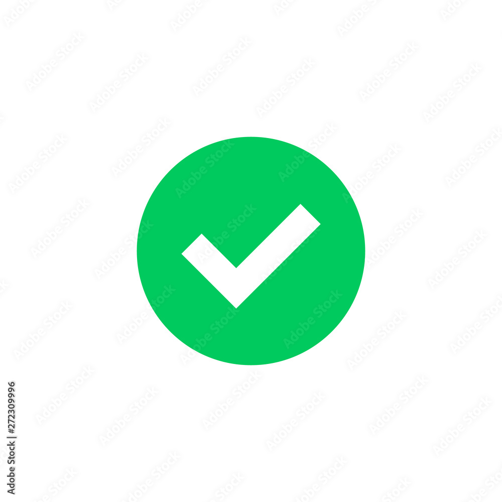 Green check mark icon. Green tick symbol. Vector check icon Stock