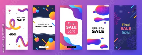 Social media banner. Mobile discount coupon, story sale page template, abstract promo app layout. Vector illustration landing trend collection photo