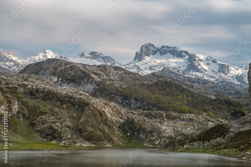 Covadonga Lakes in Picos de Europa National Park  Asturias  Spain