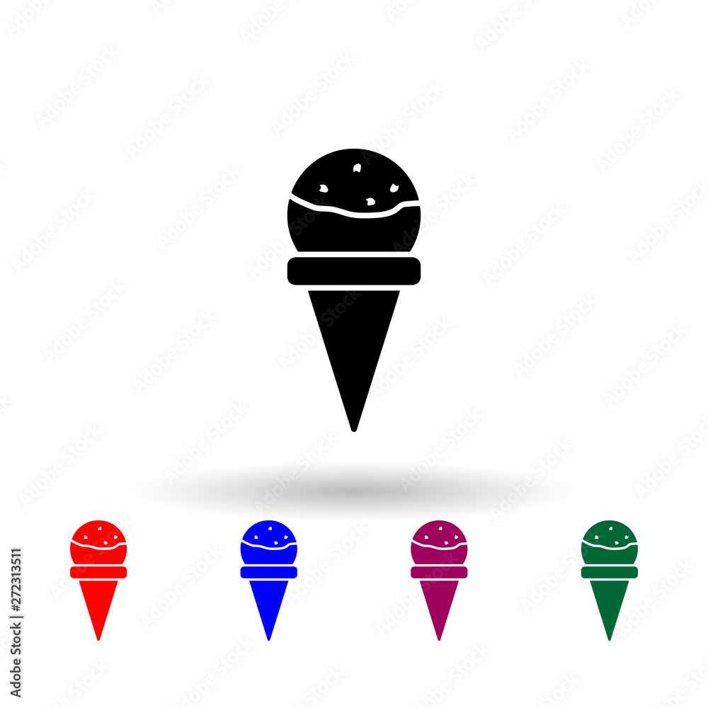 frozen ball in the horn multi color icon. Elements of ice cream set. Simple icon for websites, web design, mobile app, info graphics