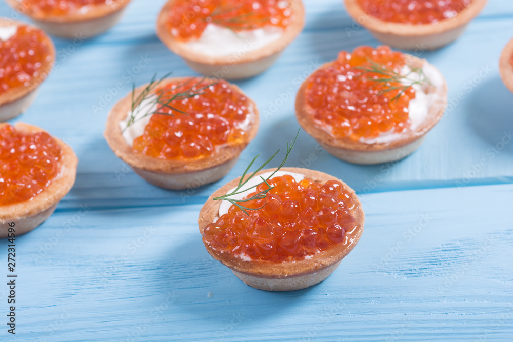 Tartalets with red caviar Tartalets with red caviar