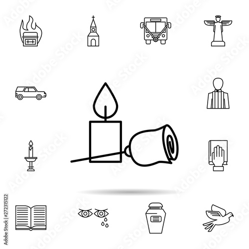 funeral, flower, candle icon. Universal set of funeral for website design and development, app development