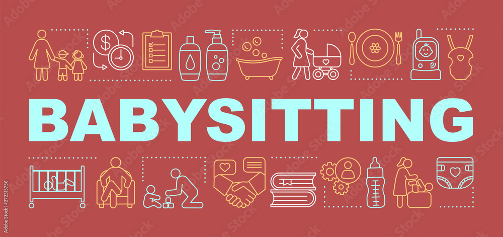 Fototapeta premium Babysitting word concepts banner