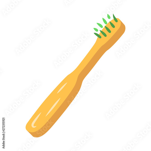 Bamboo toothbrush flat design long shadow color icon