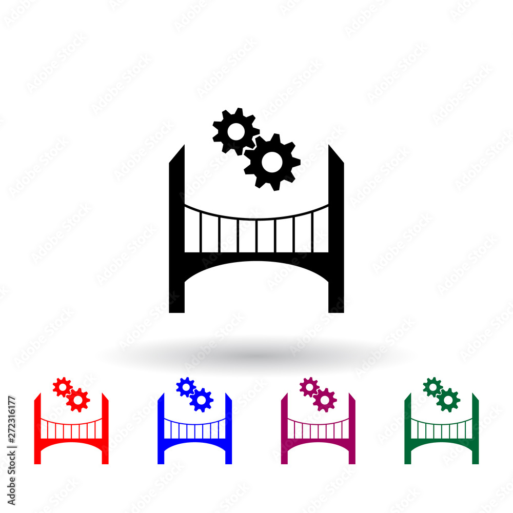 Naklejka premium bridge and mechanism multi color icon. Elements of engineering set. Simple icon for websites, web design, mobile app, info graphics
