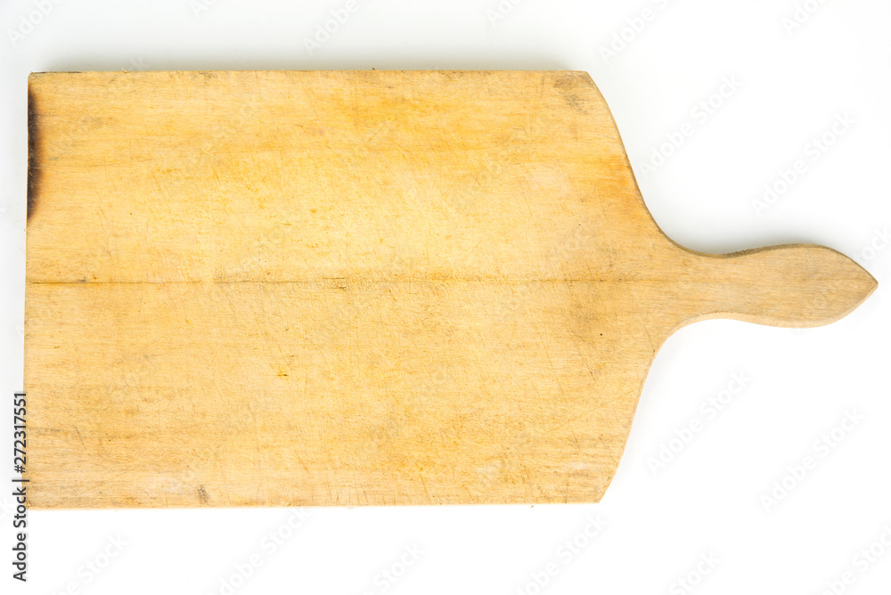 Old cutting board on a white background Old cutting board on a white background