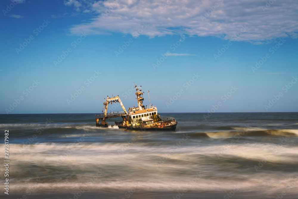 Abandoned shipwreck of the stranded Zeila vessel at the Skeleton Coast, Namibia Abandoned shipwreck of the stranded Zeila vessel at the Skeleton Coast, Namibia