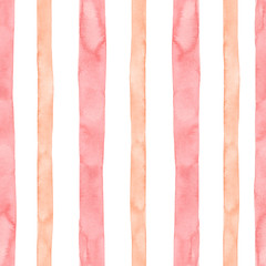 Acrylglasbilder Vertikale Streifenmuster Aquarell Streifen Orange Rosa Vintage  © Anna Nekotangerine