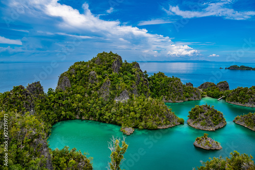 Waigeo, Kri, Mushroom Island, group of small islands in shallow blue lagoon water, Raja Ampat, West Papua, Indonesia © Subphoto