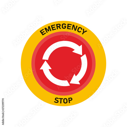 Emergency stop button. Red warning press button. Call support.