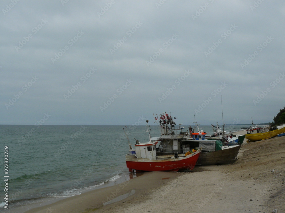 Czerwcowe łódki w Chłopach na Morzu Bałtyckim