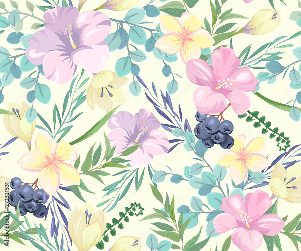 seamless pattern with delicate flowers