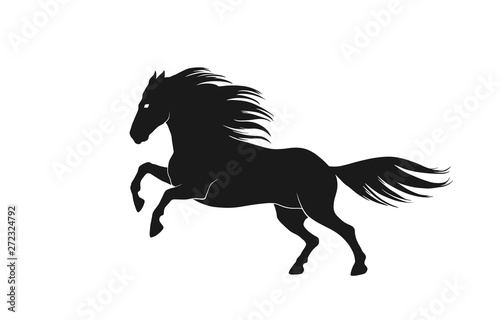 running horse silhouette side view. isolated vector image of animal